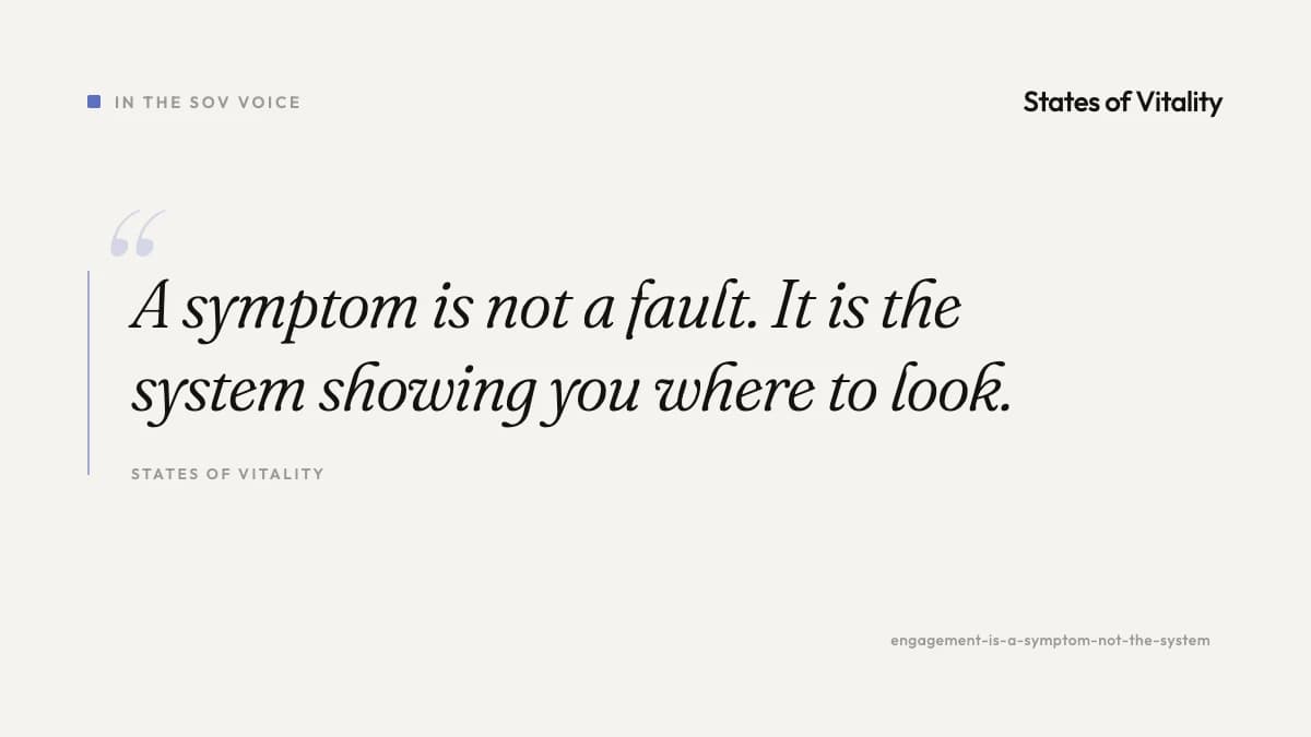 Pull quote: a symptom is not a fault, it is the system showing you where to look.